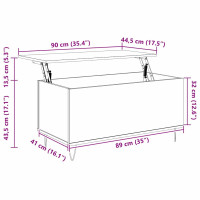 Produktbild för Kaffeebord Svart ek 90 x 44.5 x 45 cm Konstruerat trä