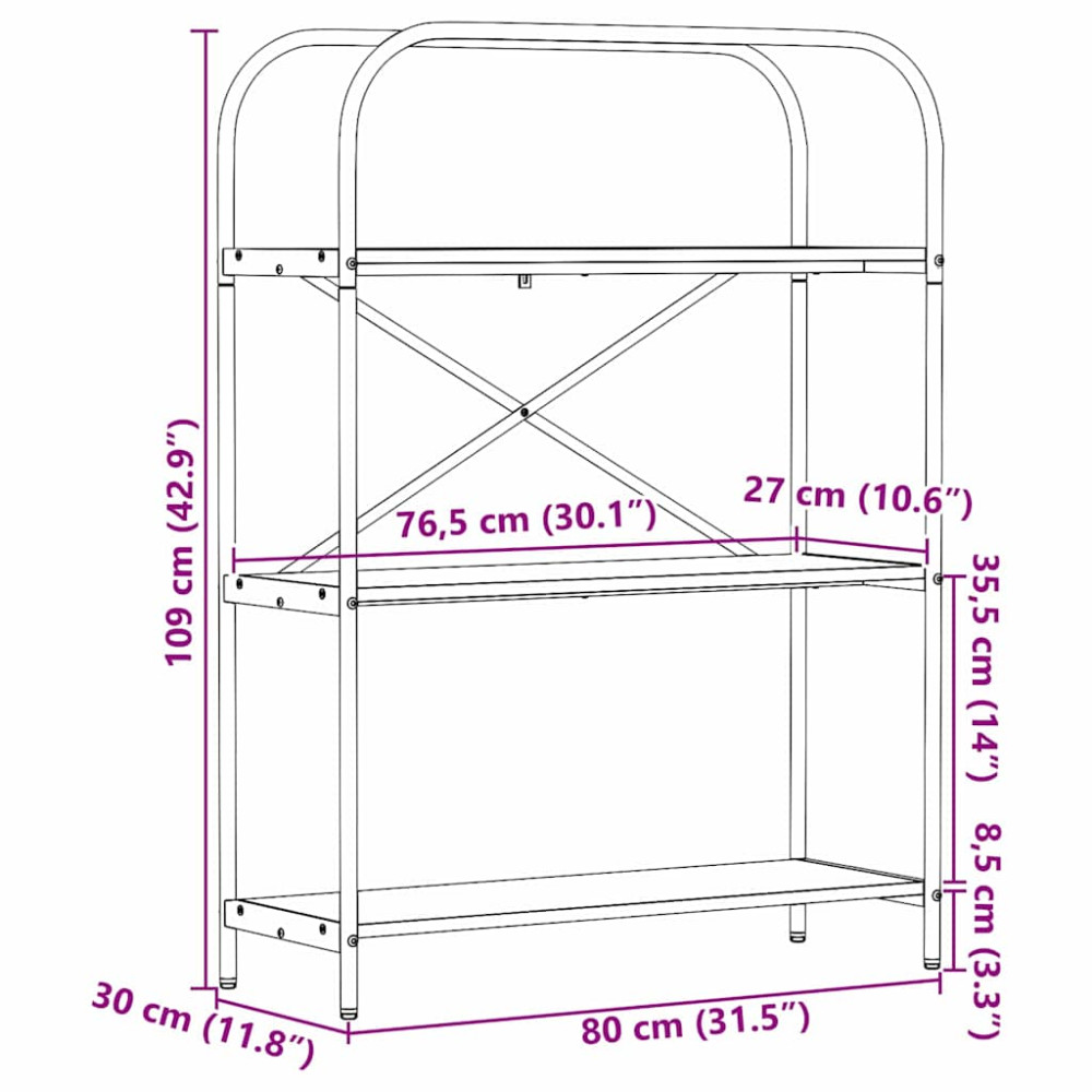 Produktbild för Hyllsystem Artisan Ek 80 x 30 x 109 cm Konstruerat trä