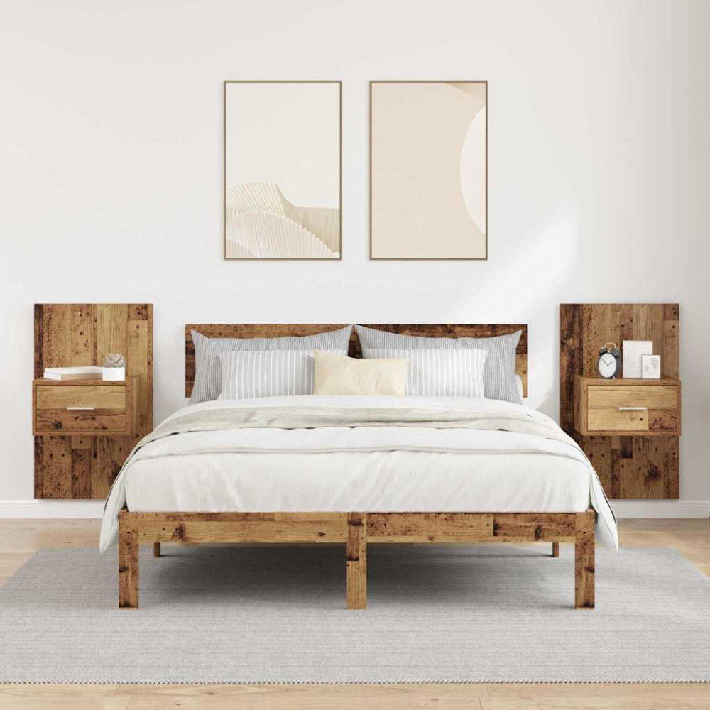Produktbild för Nattduksbord 2 pcs Gammalt trä 50 x 32,5 x 80cm Konstruerat trä