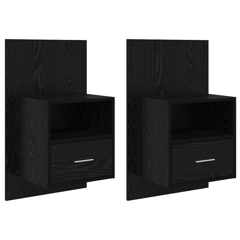 Produktbild för Nattduksbord 2 pcs Svart Ek 50 x 32,5 x 80cm Konstruerat trä