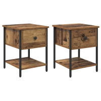 Produktbild för Sängskåp 2 pcs Gammalt trä 40 x 39 x 40 cm Konstruerat trä