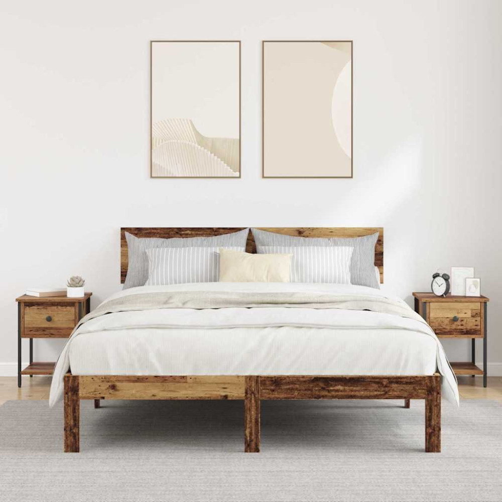 Produktbild för Sängskåp 2 pcs Gammalt trä 40 x 39 x 40 cm Konstruerat trä