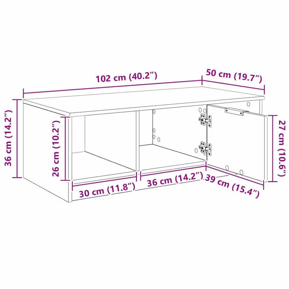 Produktbild för Kaffeebord med låda Gammalt trä 102 x 50 x 36cm Konstruerat trä