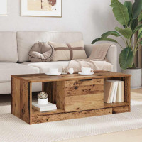 Produktbild för Kaffeebord med låda Gammalt trä 102 x 50 x 36cm Konstruerat trä