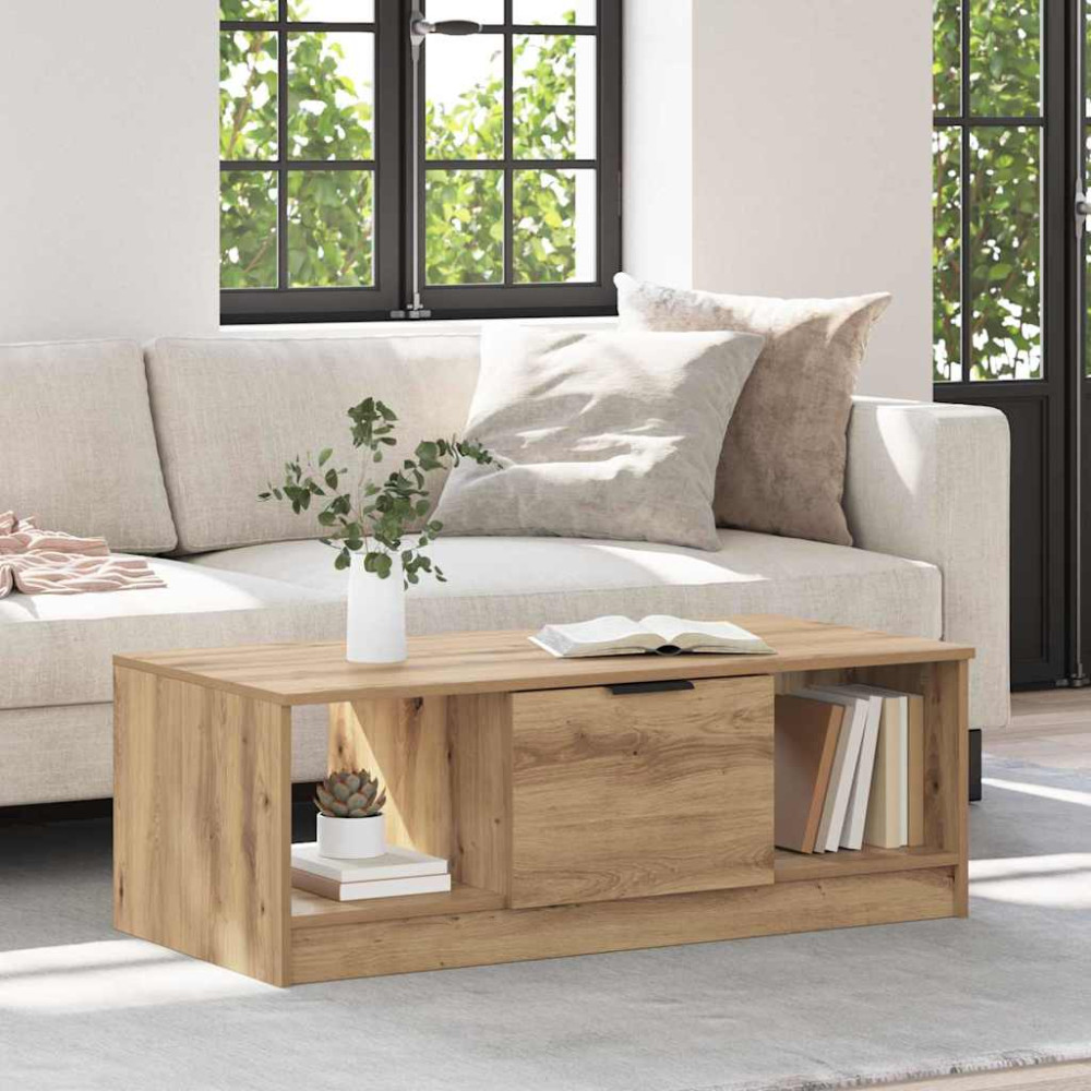 Produktbild för Kaffeebord med låda Artisan Ek 102 x 50 x 36cm Konstruerat trä
