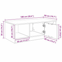 Produktbild för Kaffeebord med låda Svart Ek 102 x 50 x 36cm Konstruerat trä
