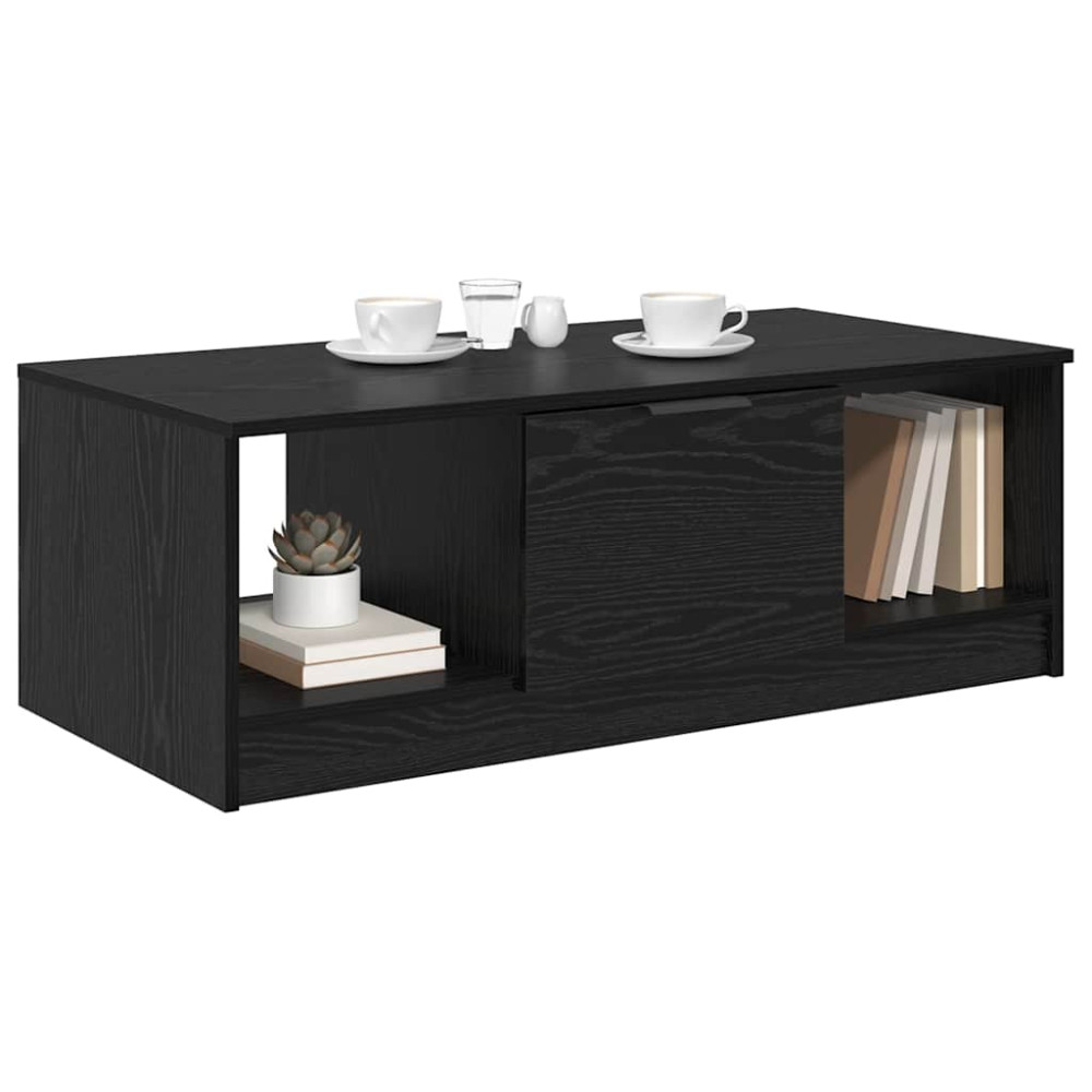 Produktbild för Kaffeebord med låda Svart Ek 102 x 50 x 36cm Konstruerat trä