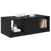 Produktbild för Kaffeebord med låda Svart Ek 102 x 50 x 36cm Konstruerat trä