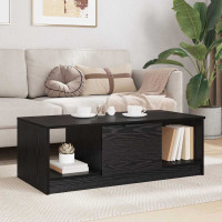 Produktbild för Kaffeebord med låda Svart Ek 102 x 50 x 36cm Konstruerat trä