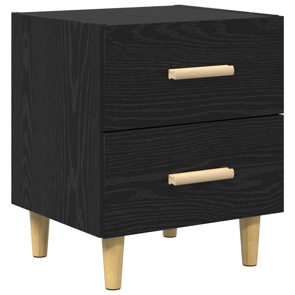 Produktbild för Sängskåp med låda Svart Ek 40 x 35 x 47.5cm Konstruerat trä