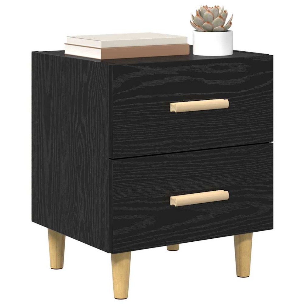 Produktbild för Sängskåp med låda Svart Ek 40 x 35 x 47.5cm Konstruerat trä