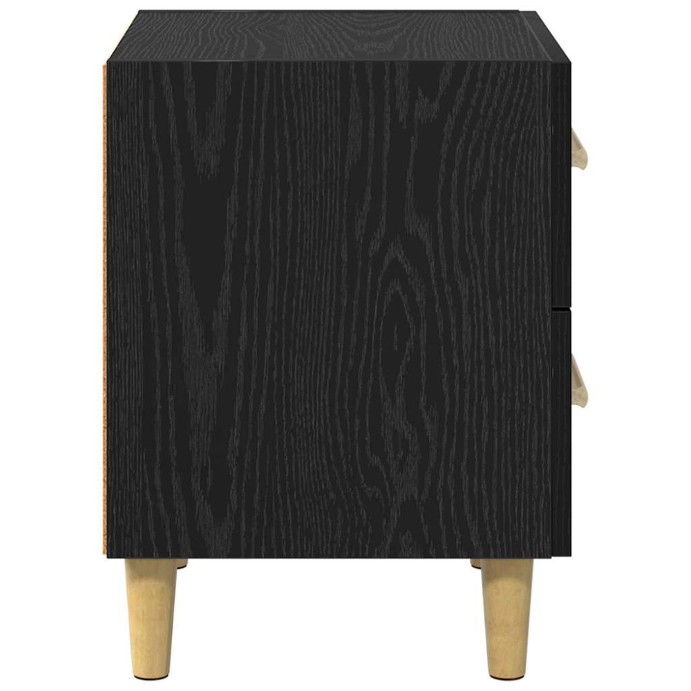 Produktbild för Sängskåp med låda Svart Ek 40 x 35 x 47.5cm Konstruerat trä
