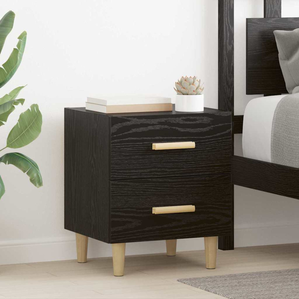 Produktbild för Sängskåp 2 pcs Svart Ek 40 x 35 x 47.5cm Konstruerat trä
