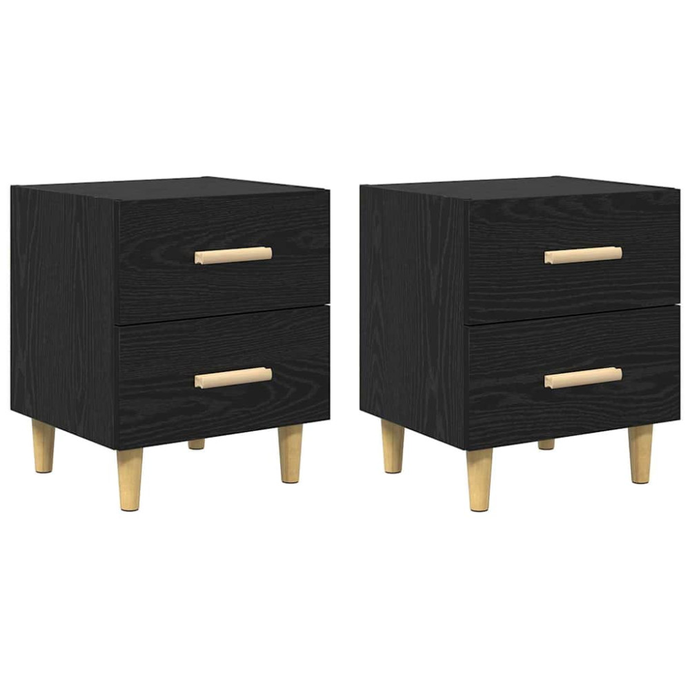 Produktbild för Sängskåp 2 pcs Svart Ek 40 x 35 x 47.5cm Konstruerat trä
