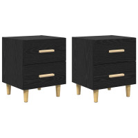 Produktbild för Sängskåp 2 pcs Svart Ek 40 x 35 x 47.5cm Konstruerat trä