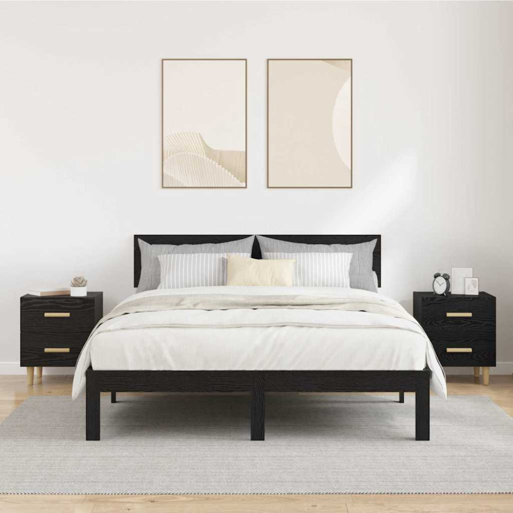 Produktbild för Sängskåp 2 pcs Svart Ek 40 x 35 x 47.5cm Konstruerat trä