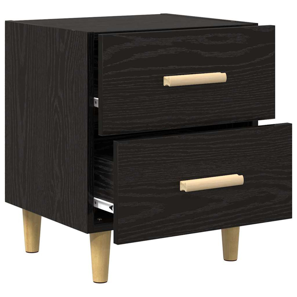 Produktbild för Sängskåp 2 pcs Svart Ek 40 x 35 x 47.5cm Konstruerat trä