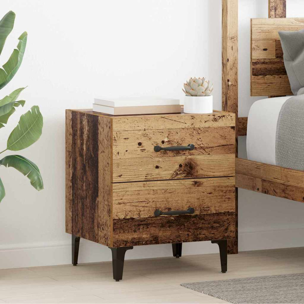 Produktbild för Sängskåp 2 pcs Gammalt trä 40 x 35 x 47,5 cm Konstruerat trä