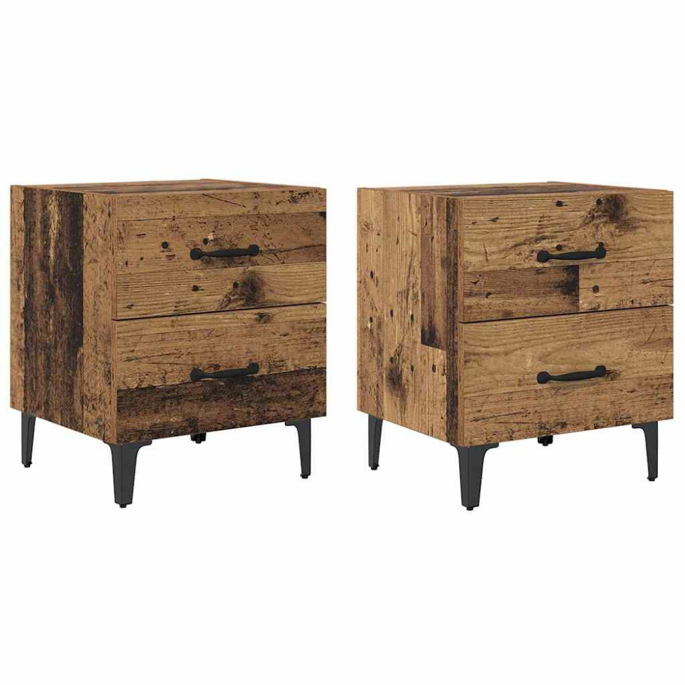 Produktbild för Sängskåp 2 pcs Gammalt trä 40 x 35 x 47,5 cm Konstruerat trä