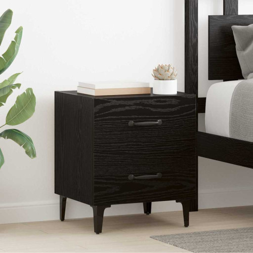 vidaXL Sängskåp 2 pcs Svart Ek 40 x 35 x 47,5 cm Konstruerat trä