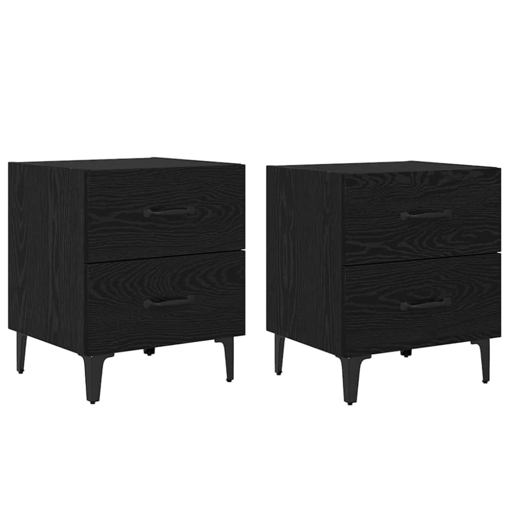 Produktbild för Sängskåp 2 pcs Svart Ek 40 x 35 x 47,5 cm Konstruerat trä