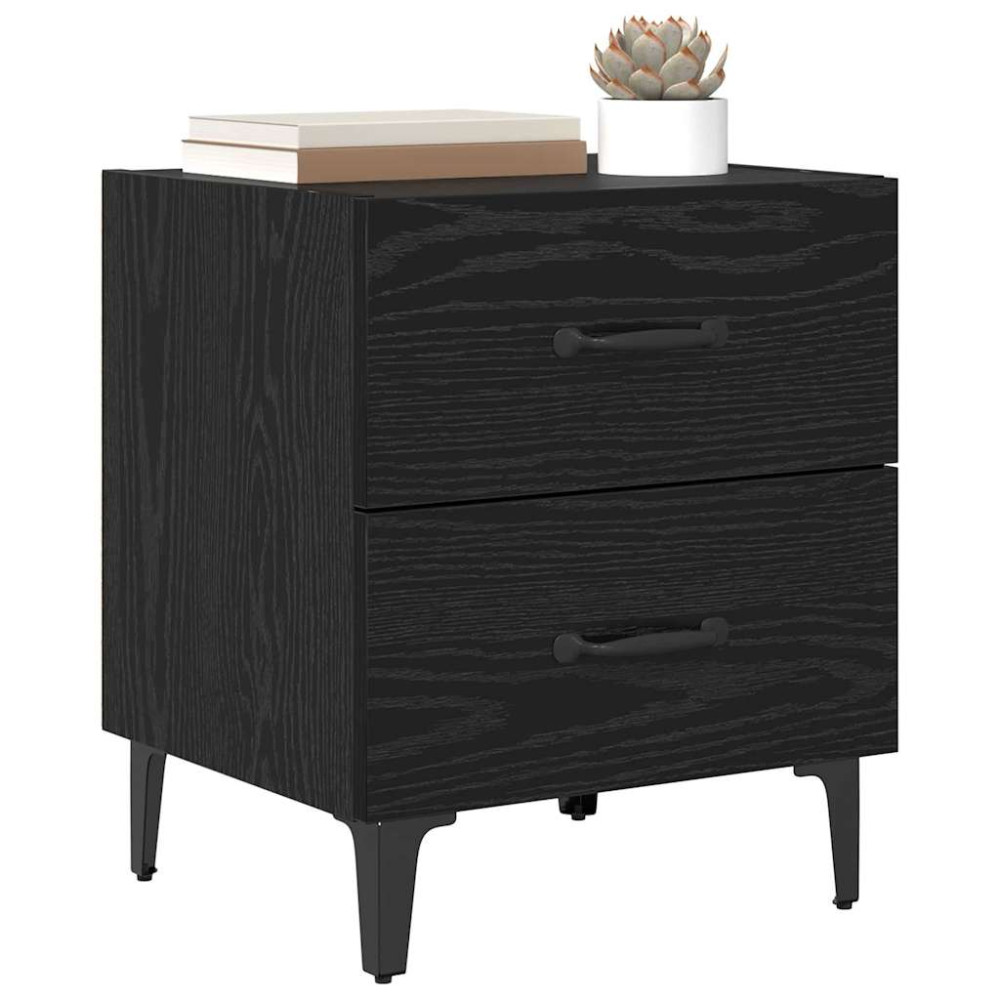 Produktbild för Sängskåp 2 pcs Svart Ek 40 x 35 x 47,5 cm Konstruerat trä