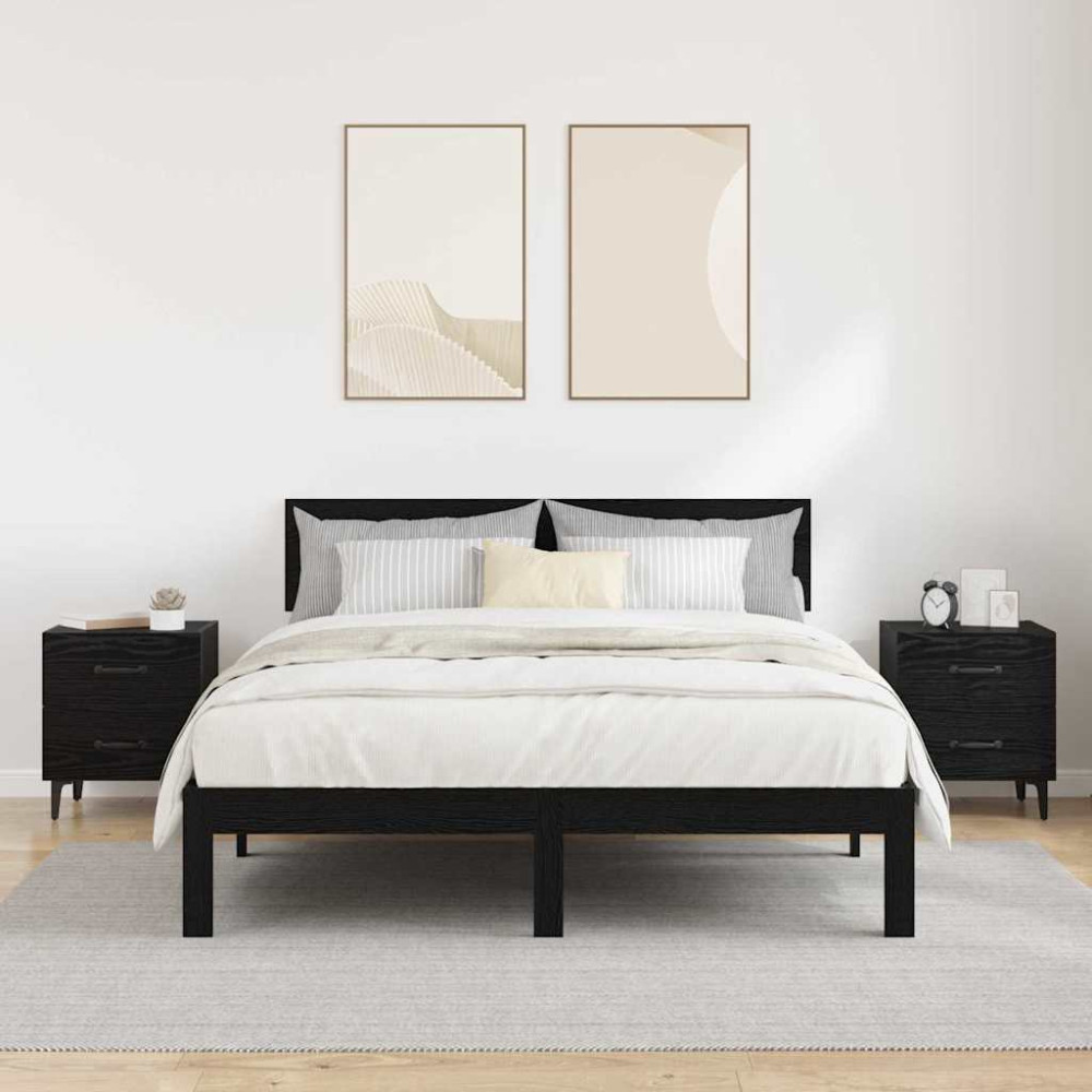 Produktbild för Sängskåp 2 pcs Svart Ek 40 x 35 x 47,5 cm Konstruerat trä