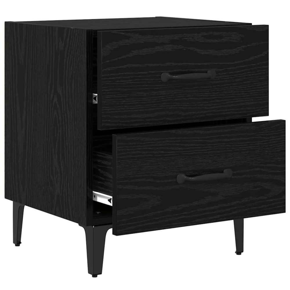 Produktbild för Sängskåp 2 pcs Svart Ek 40 x 35 x 47,5 cm Konstruerat trä