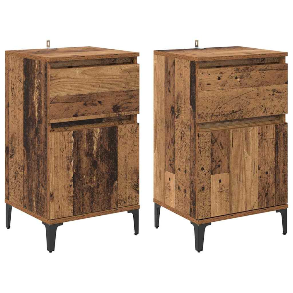 Produktbild för Nattduksbord 2 pcs Gammalt trä 40 x 35 x 70 cm Konstruerat trä