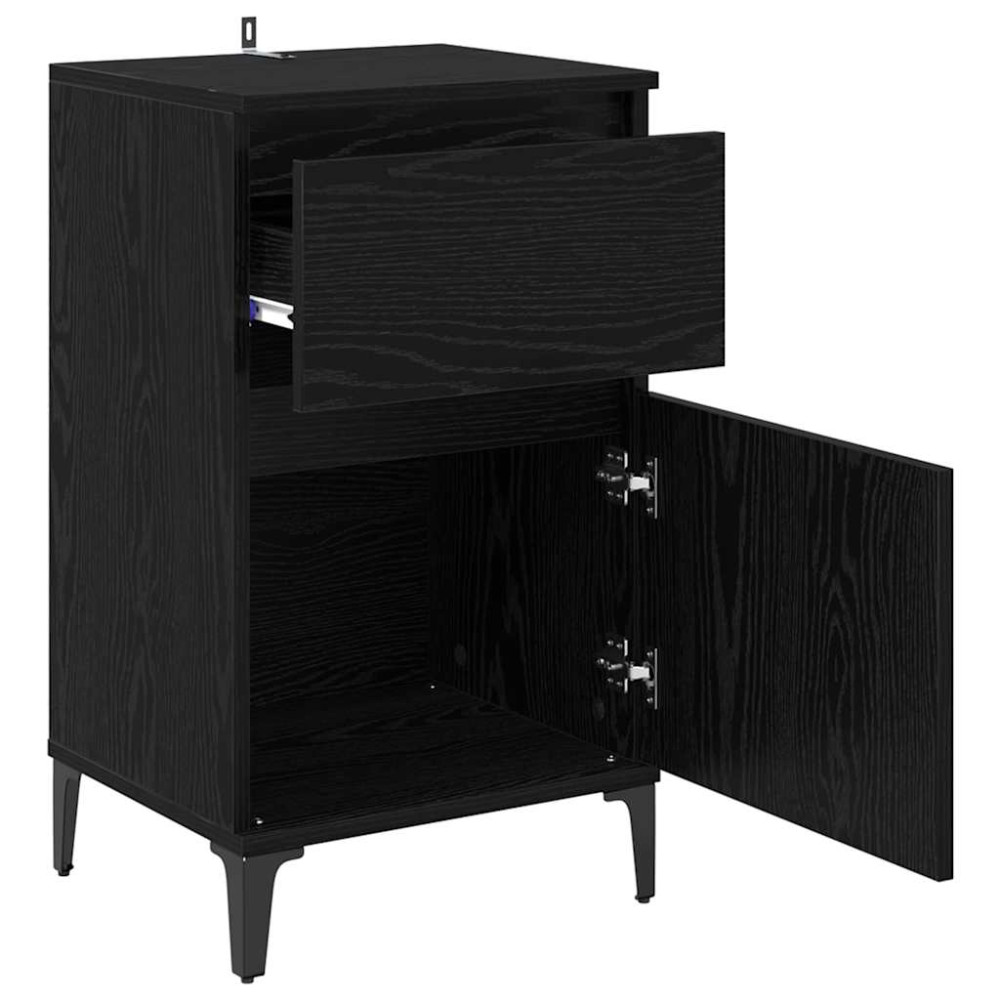 Produktbild för Nattduksbord 2 pcs Svart Ek 40 x 35 x 70 cm Konstruerat trä