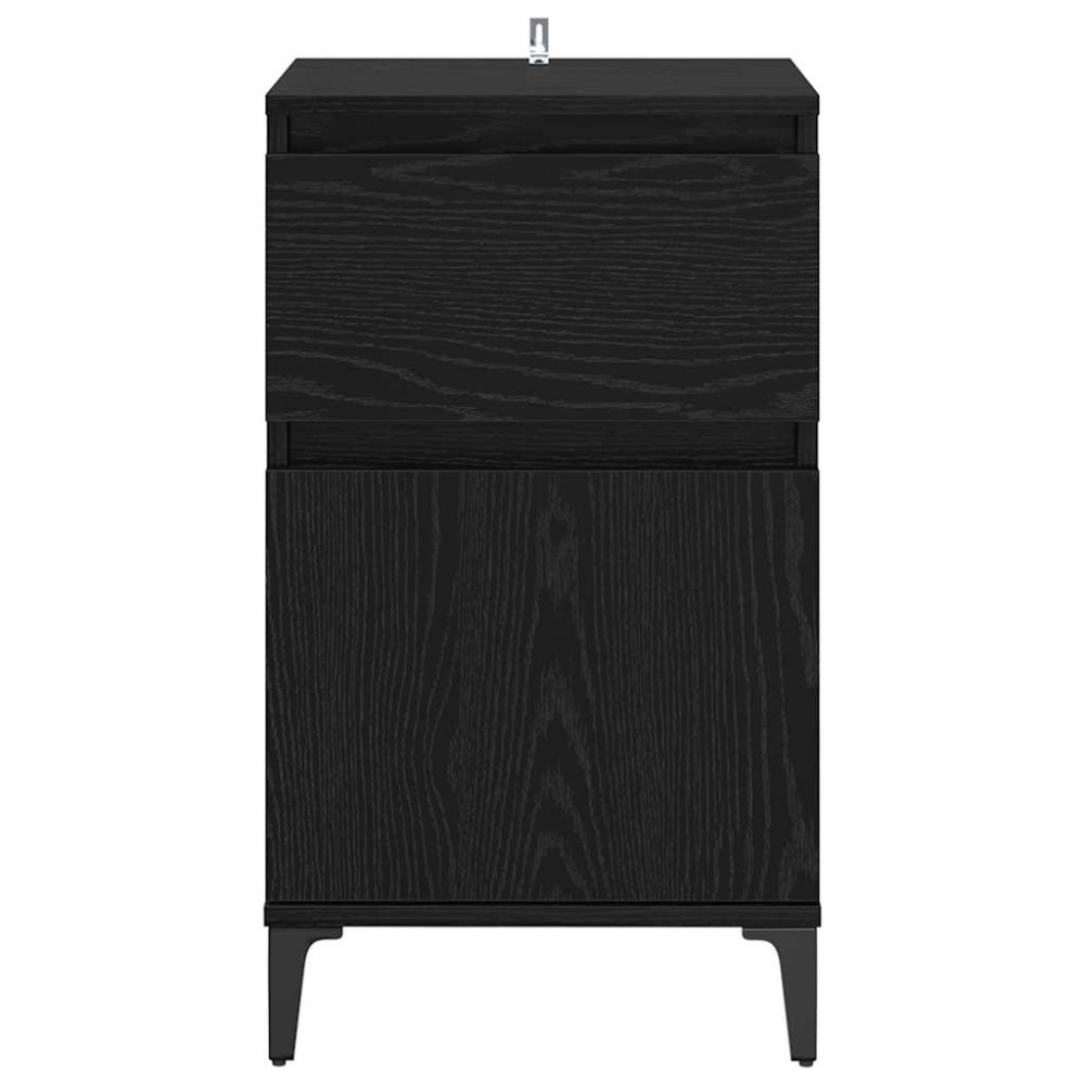 Produktbild för Nattduksbord 2 pcs Svart Ek 40 x 35 x 70 cm Konstruerat trä
