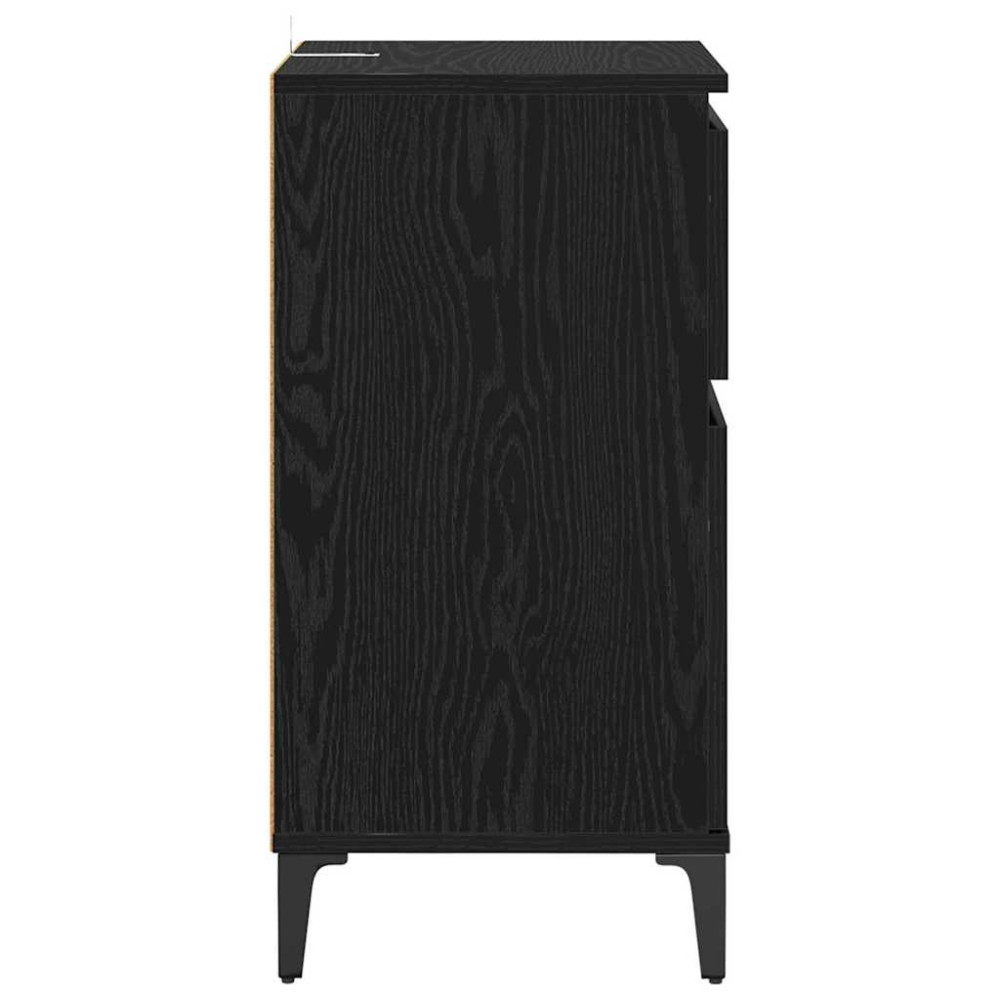 Produktbild för Nattduksbord 2 pcs Svart Ek 40 x 35 x 70 cm Konstruerat trä