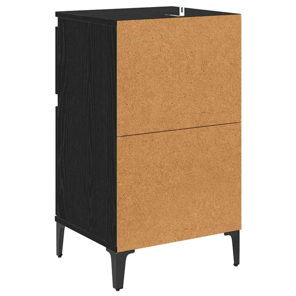 Produktbild för Nattduksbord 2 pcs Svart Ek 40 x 35 x 70 cm Konstruerat trä