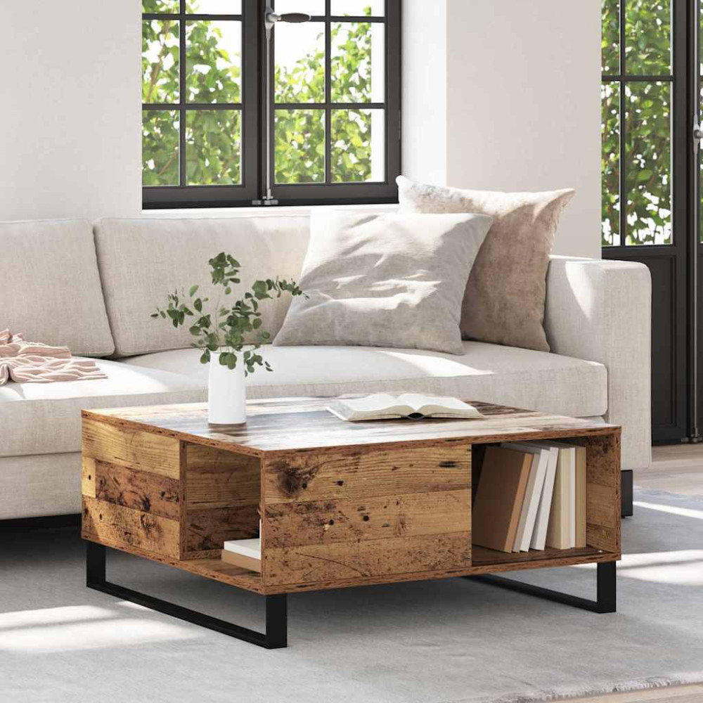 Produktbild för Kaffeebord Gammalt trä 80 x 80 x 36,5 cm Konstruerat trä