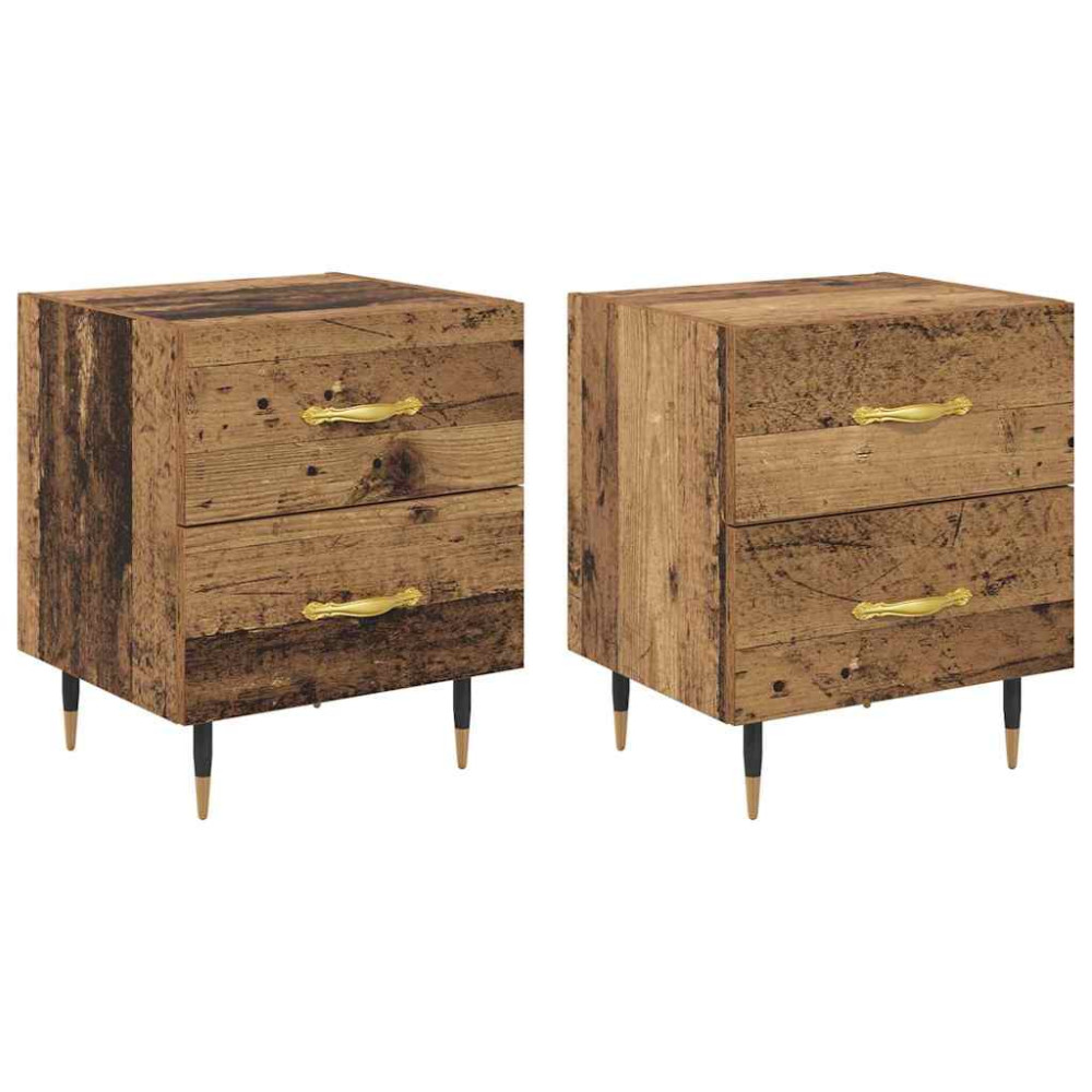 Produktbild för Nattduksbord med låda 2 pcs Gammalt trä 40 x 35 x 47,5 cm
