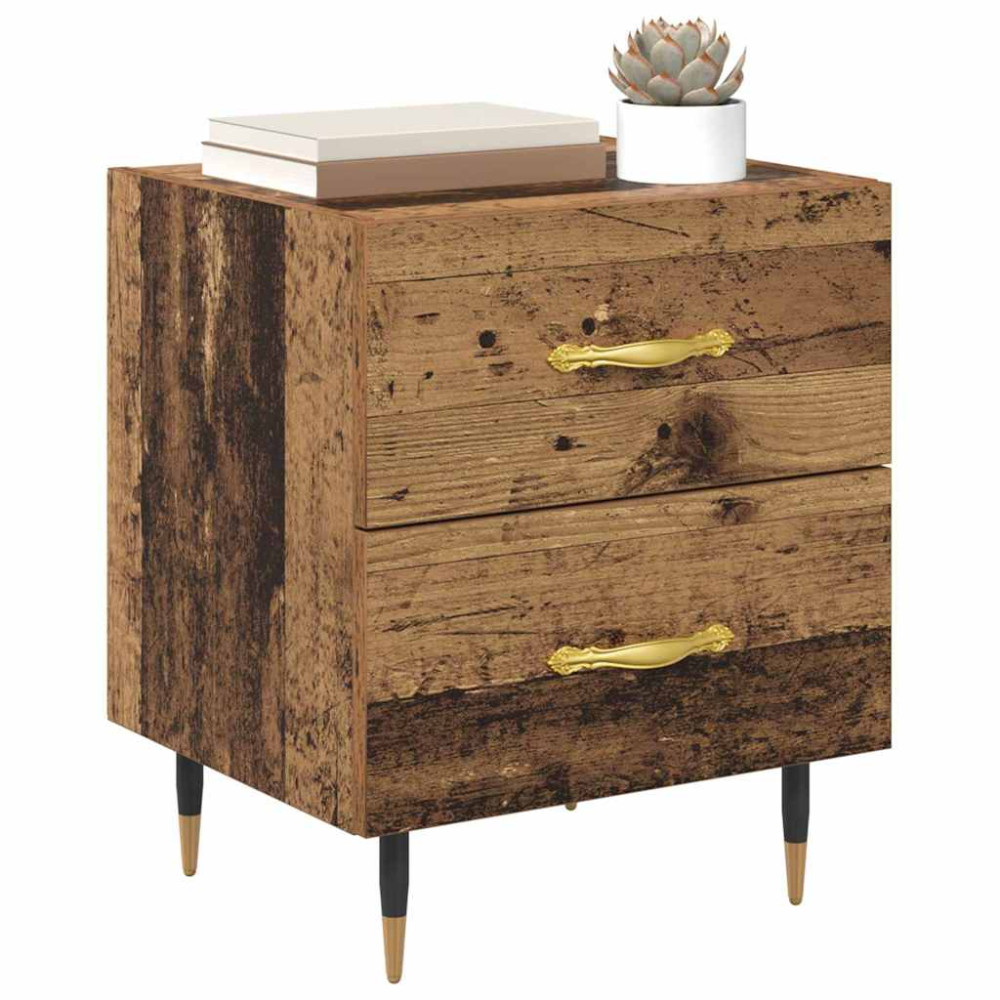 Produktbild för Nattduksbord med låda 2 pcs Gammalt trä 40 x 35 x 47,5 cm