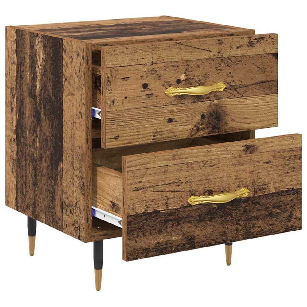 Produktbild för Nattduksbord med låda 2 pcs Gammalt trä 40 x 35 x 47,5 cm