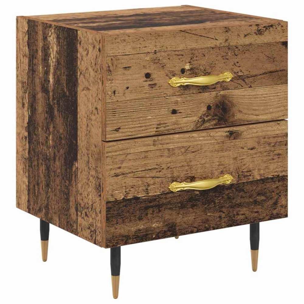 Produktbild för Nattduksbord med låda 2 pcs Gammalt trä 40 x 35 x 47,5 cm