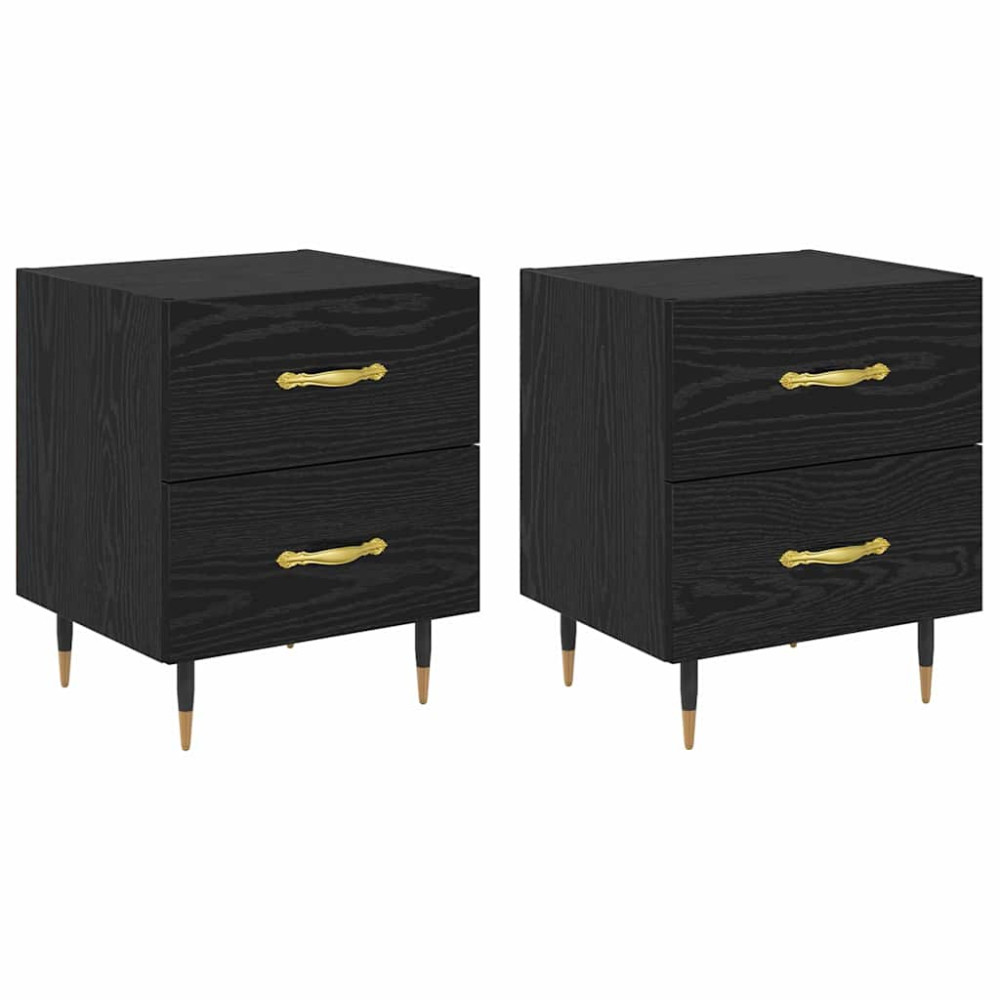 Produktbild för Nattduksbord 2 pcs Svart Ek 40 x 35 x 47,5 cm Konstruerat trä