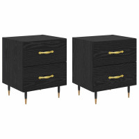 Produktbild för Nattduksbord 2 pcs Svart Ek 40 x 35 x 47,5 cm Konstruerat trä