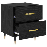 Produktbild för Nattduksbord 2 pcs Svart Ek 40 x 35 x 47,5 cm Konstruerat trä