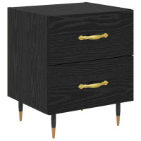 Produktbild för Nattduksbord 2 pcs Svart Ek 40 x 35 x 47,5 cm Konstruerat trä