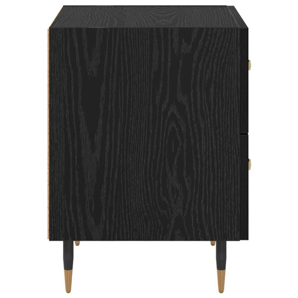 Produktbild för Nattduksbord 2 pcs Svart Ek 40 x 35 x 47,5 cm Konstruerat trä