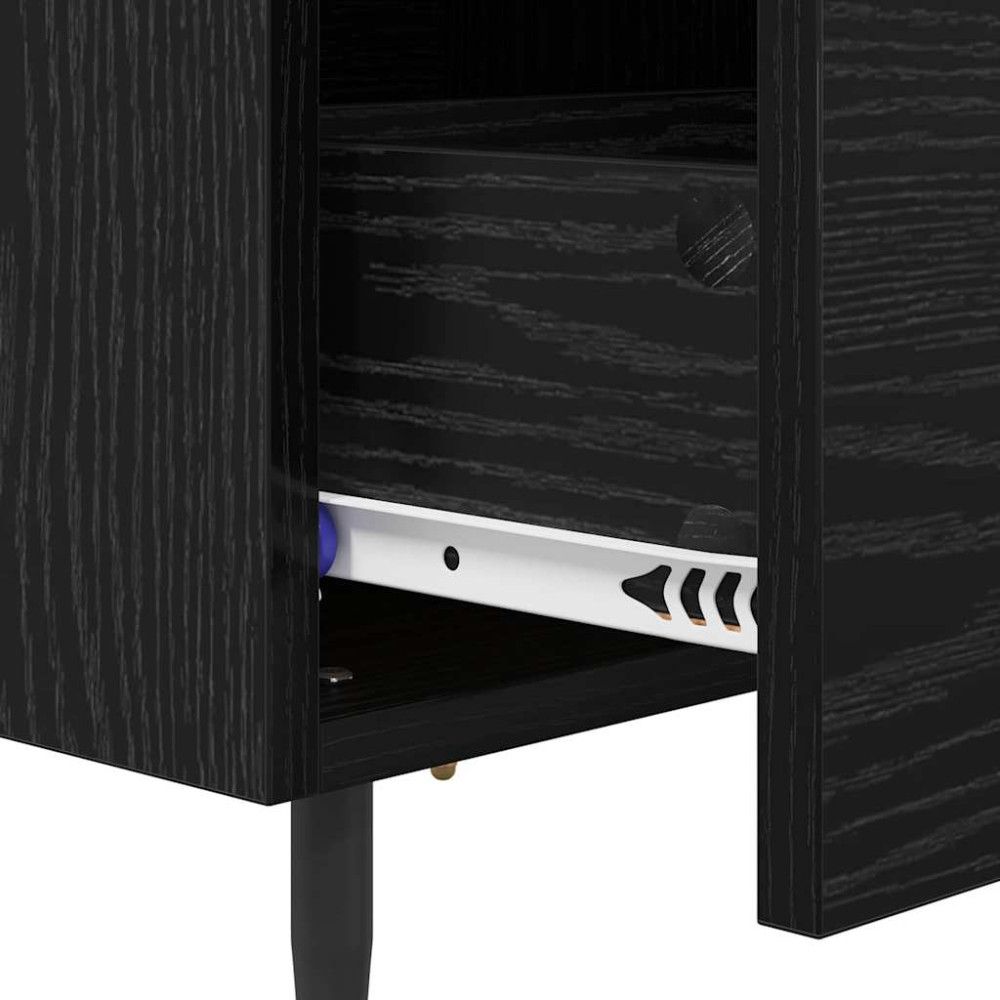 Produktbild för Nattduksbord 2 pcs Svart Ek 40 x 35 x 47,5 cm Konstruerat trä