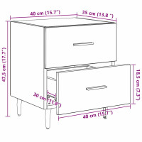 Produktbild för Nattduksbord 2 pcs Svart Ek 40 x 35 x 47,5 cm Konstruerat trä