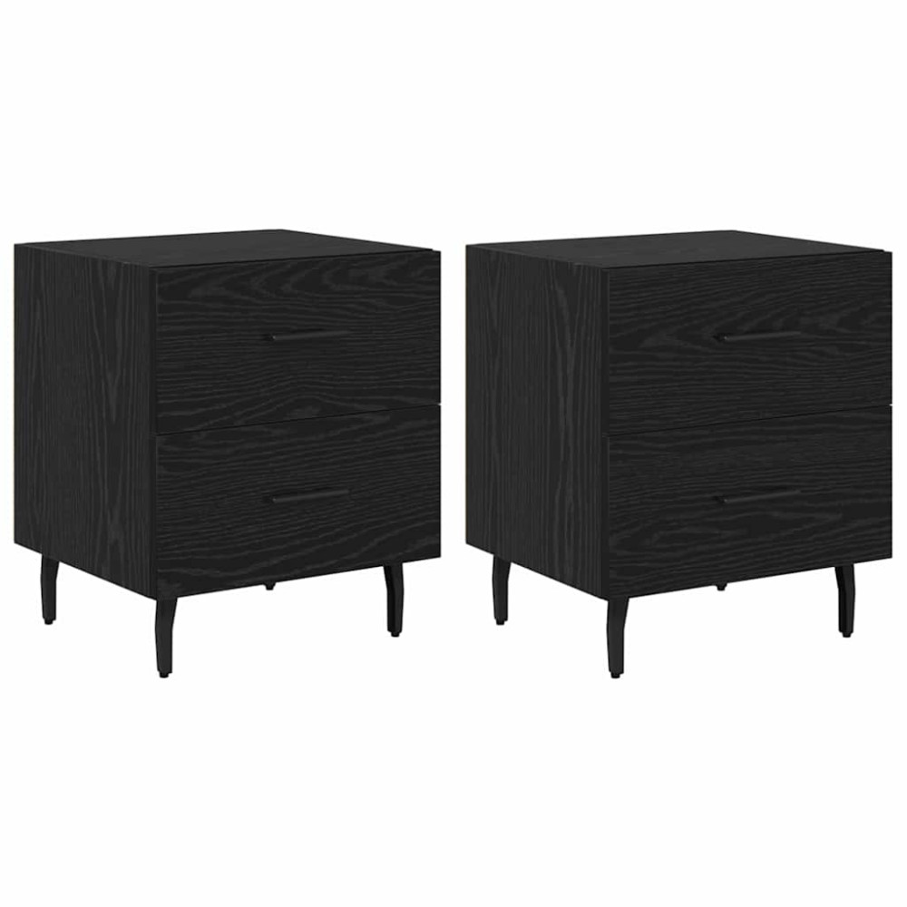 Produktbild för Nattduksbord 2 pcs Svart Ek 40 x 35 x 47,5 cm Konstruerat trä