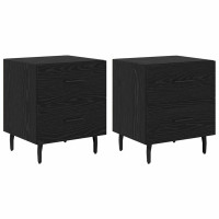 Produktbild för Nattduksbord 2 pcs Svart Ek 40 x 35 x 47,5 cm Konstruerat trä