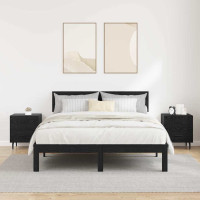 Produktbild för Nattduksbord 2 pcs Svart Ek 40 x 35 x 47,5 cm Konstruerat trä
