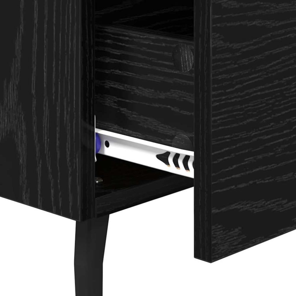 Produktbild för Nattduksbord 2 pcs Svart Ek 40 x 35 x 47,5 cm Konstruerat trä