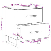 Produktbild för Nattduksbord Svart Ek 40 x 35 x 47,5 cm Konstruerat trä